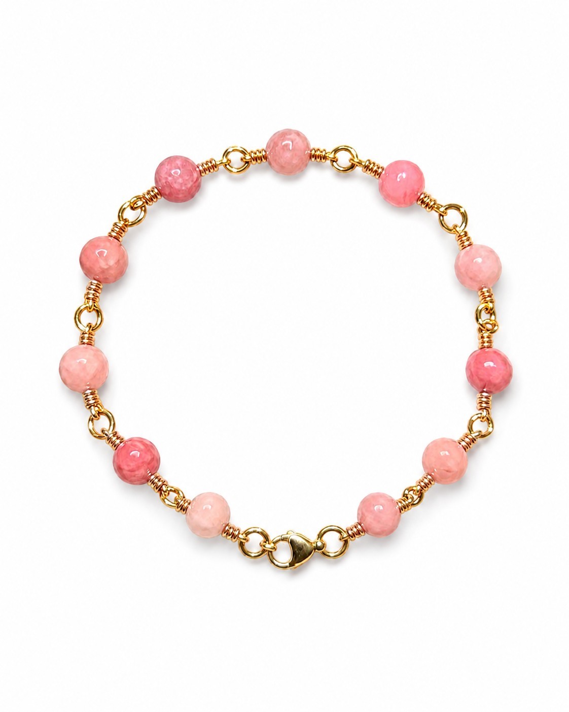 Faceted Pink Rhodonite Station Bracelet