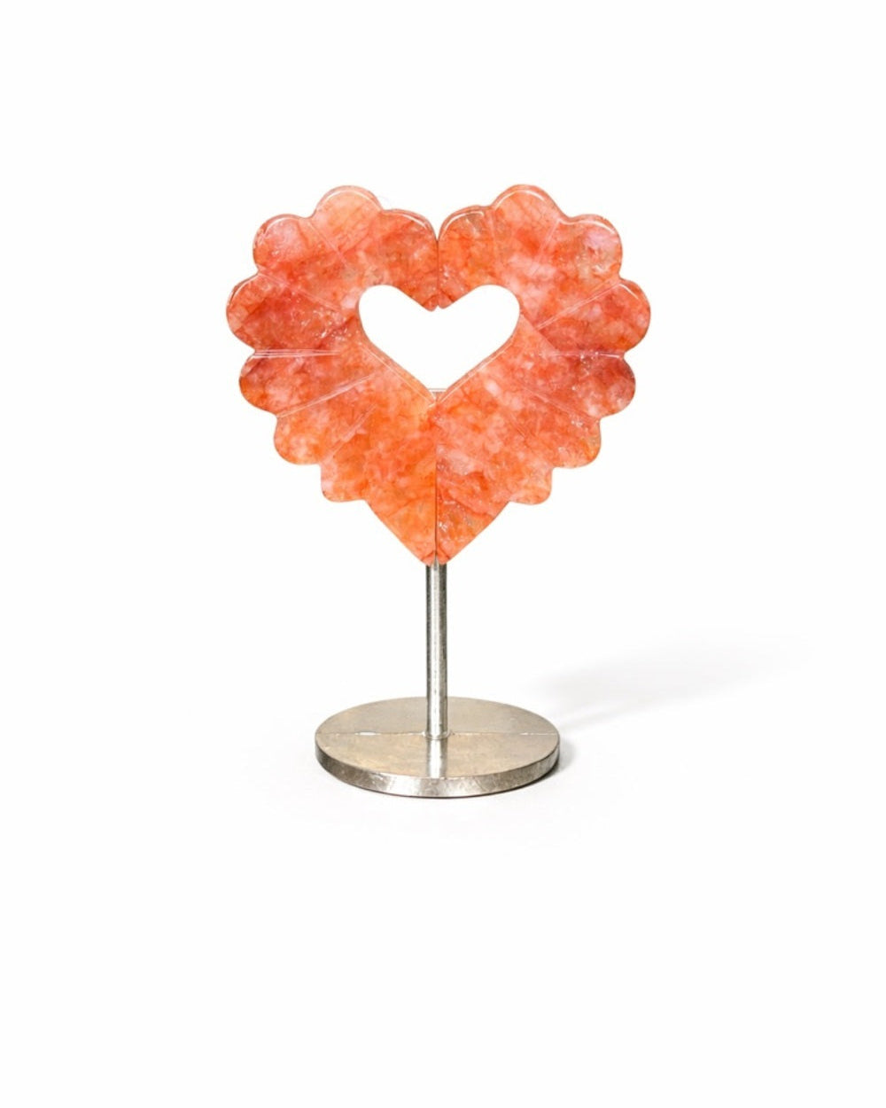 Fire Quartz Heart Carving on Stand