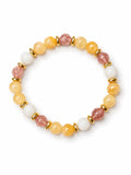 8mm Yellow Jade and Strawberry Quartz Bracelet