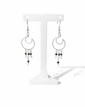 Black Spinel Moon Earrings
