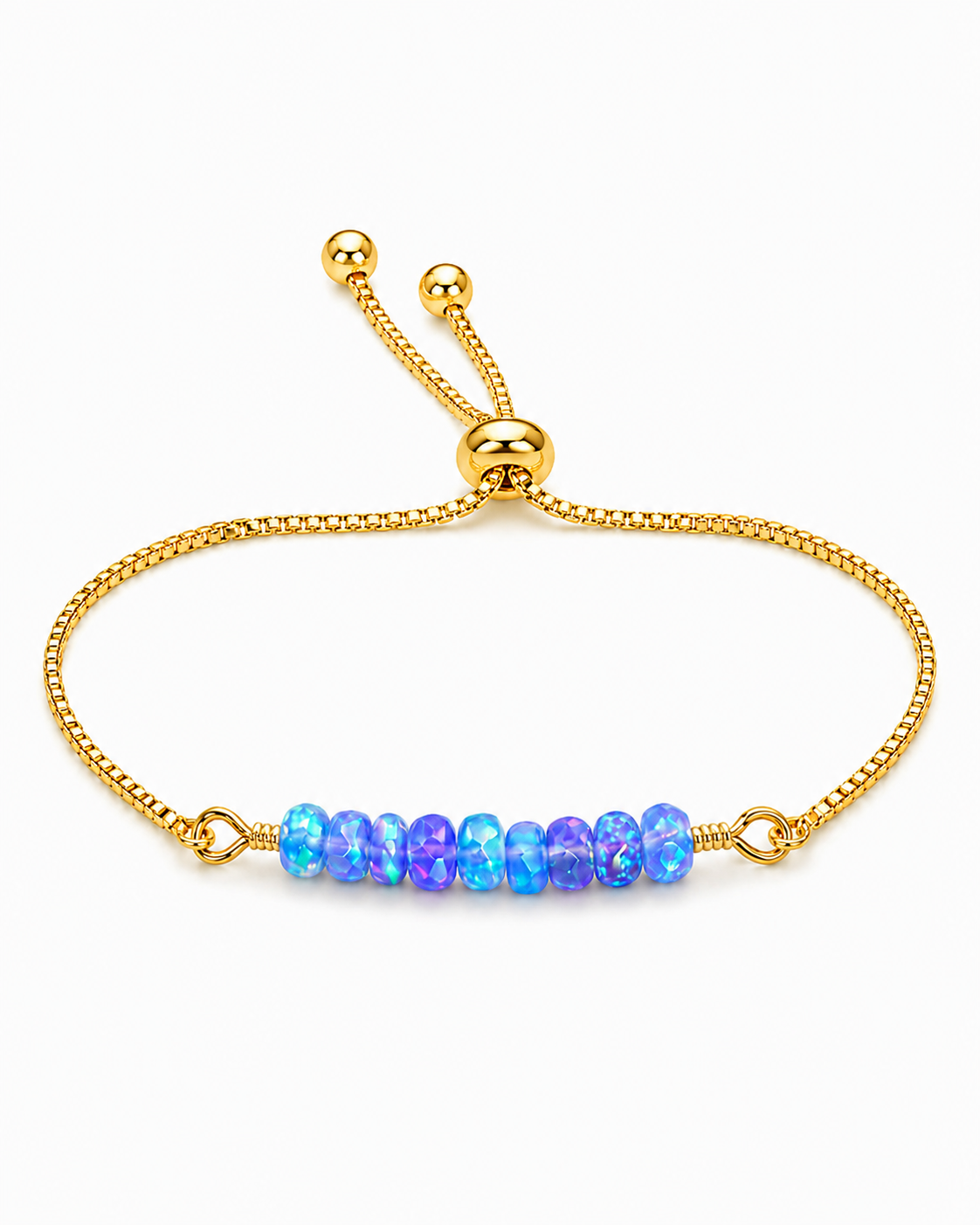 Handmade Purple/Blue Ethiopian Opal Adjustable Bracelet