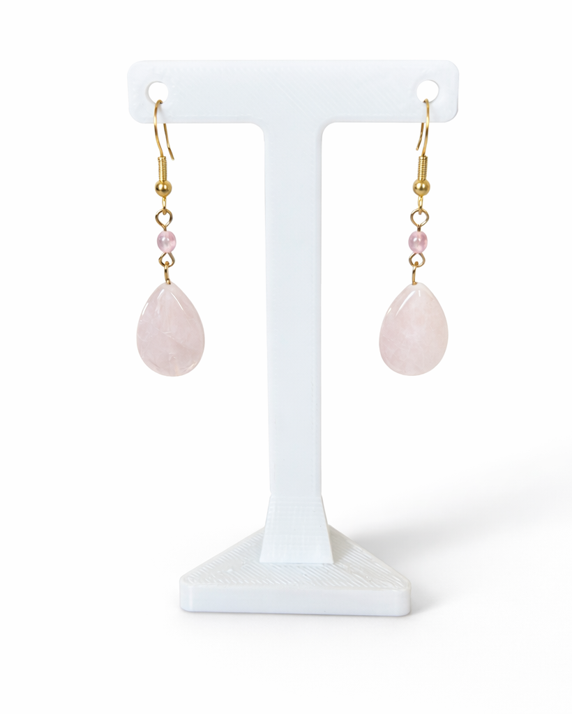 Rose Quartz Teardrop Earrings