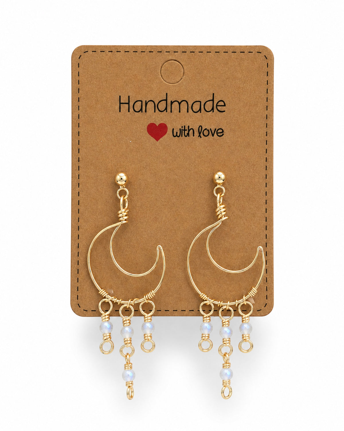 Wire Wrapped Moon Earrings