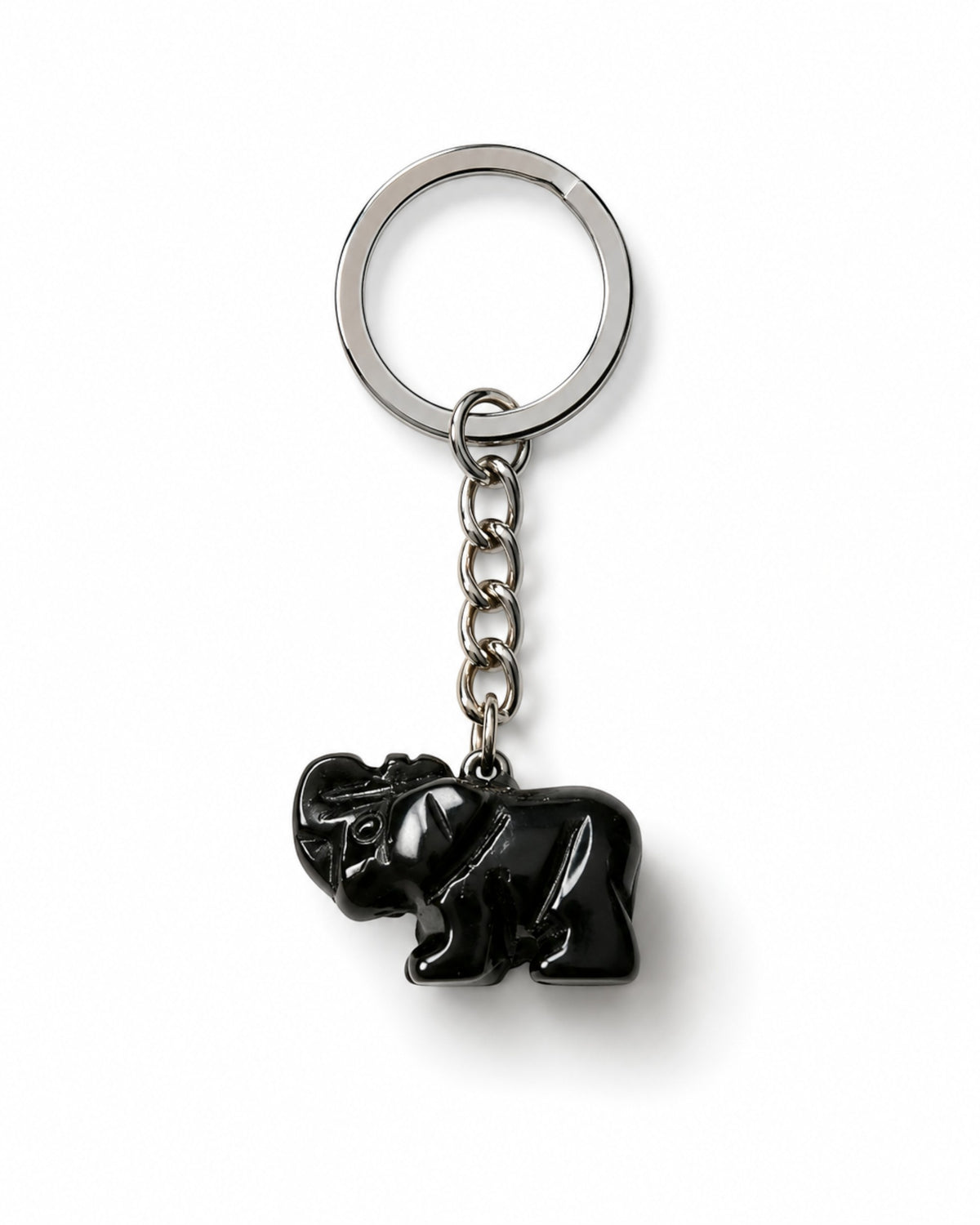 Obsidian Elephant Keychain
