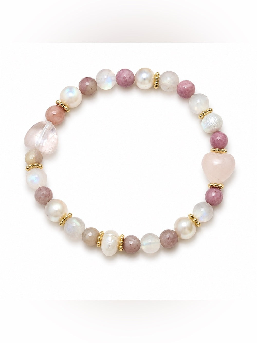 Handmade Rose Quartz Heart Bracelet