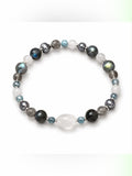 Handmade Labradorite and Aquamarine Stretch Bracelet