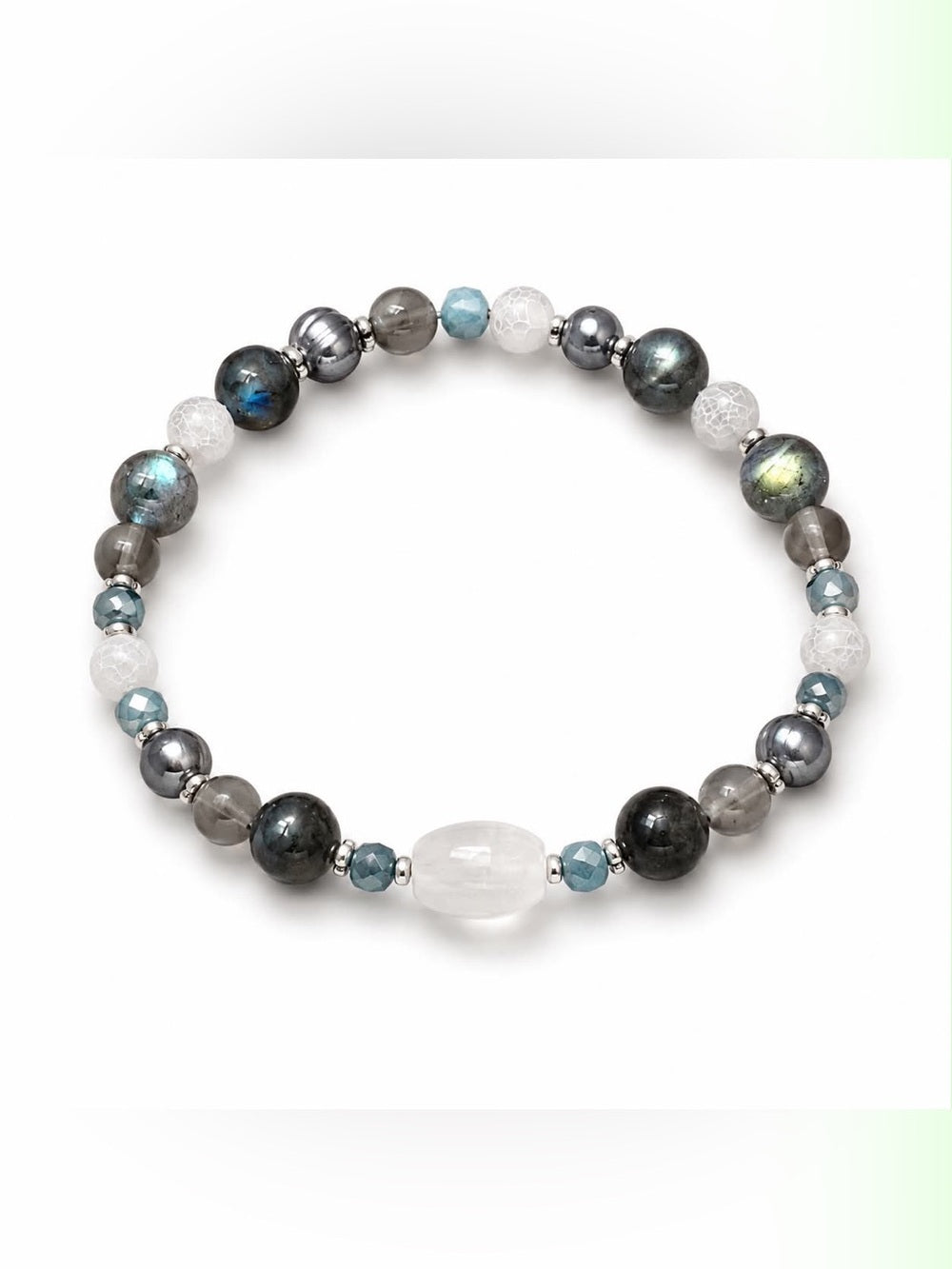 Handmade Labradorite and Aquamarine Stretch Bracelet