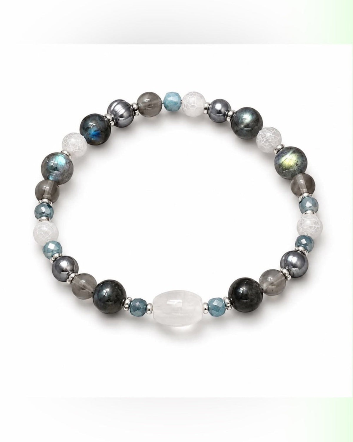 8mm Labradorite and Aquamarine Stretch Bracelet