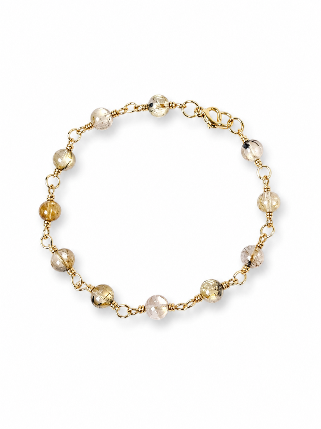 Golden Rutile Quartz Station Bracelet