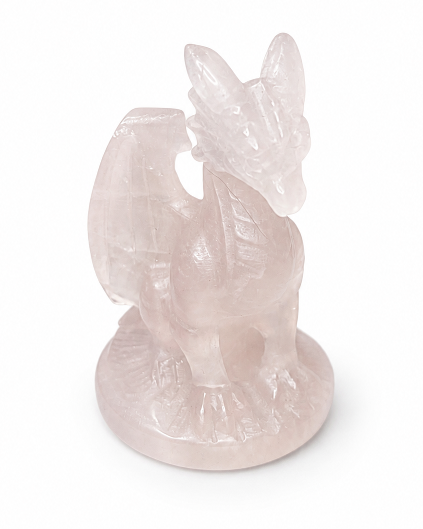 Rose Quartz Dragon Carving
