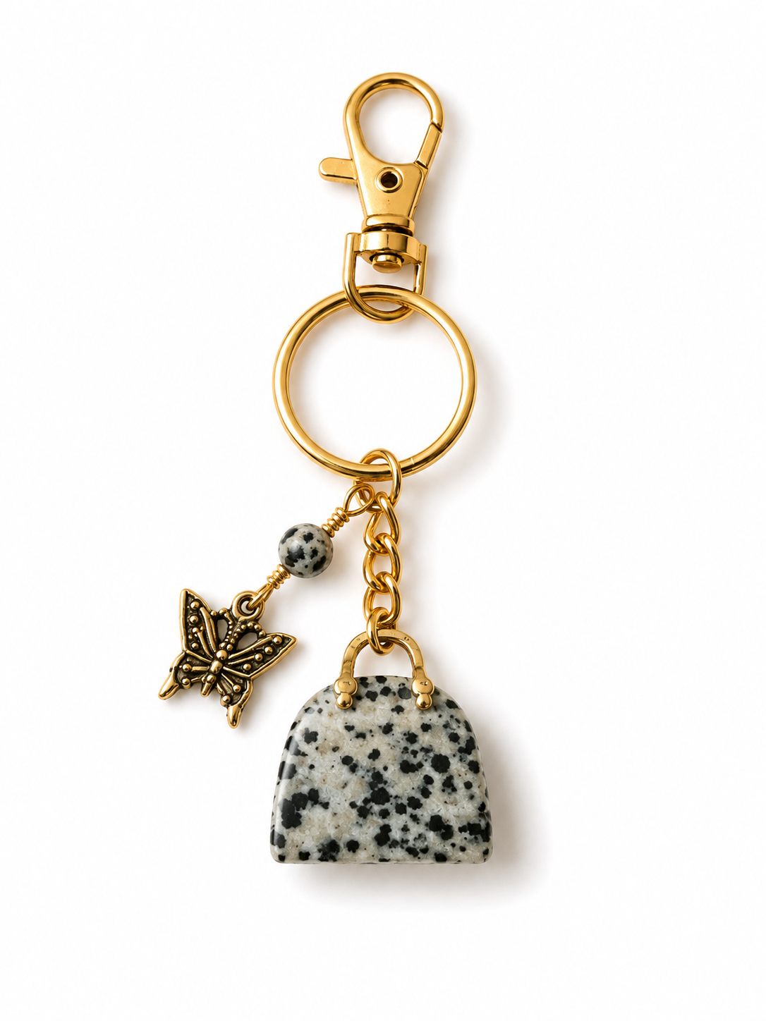 Dalmatian Jasper Bag Charm