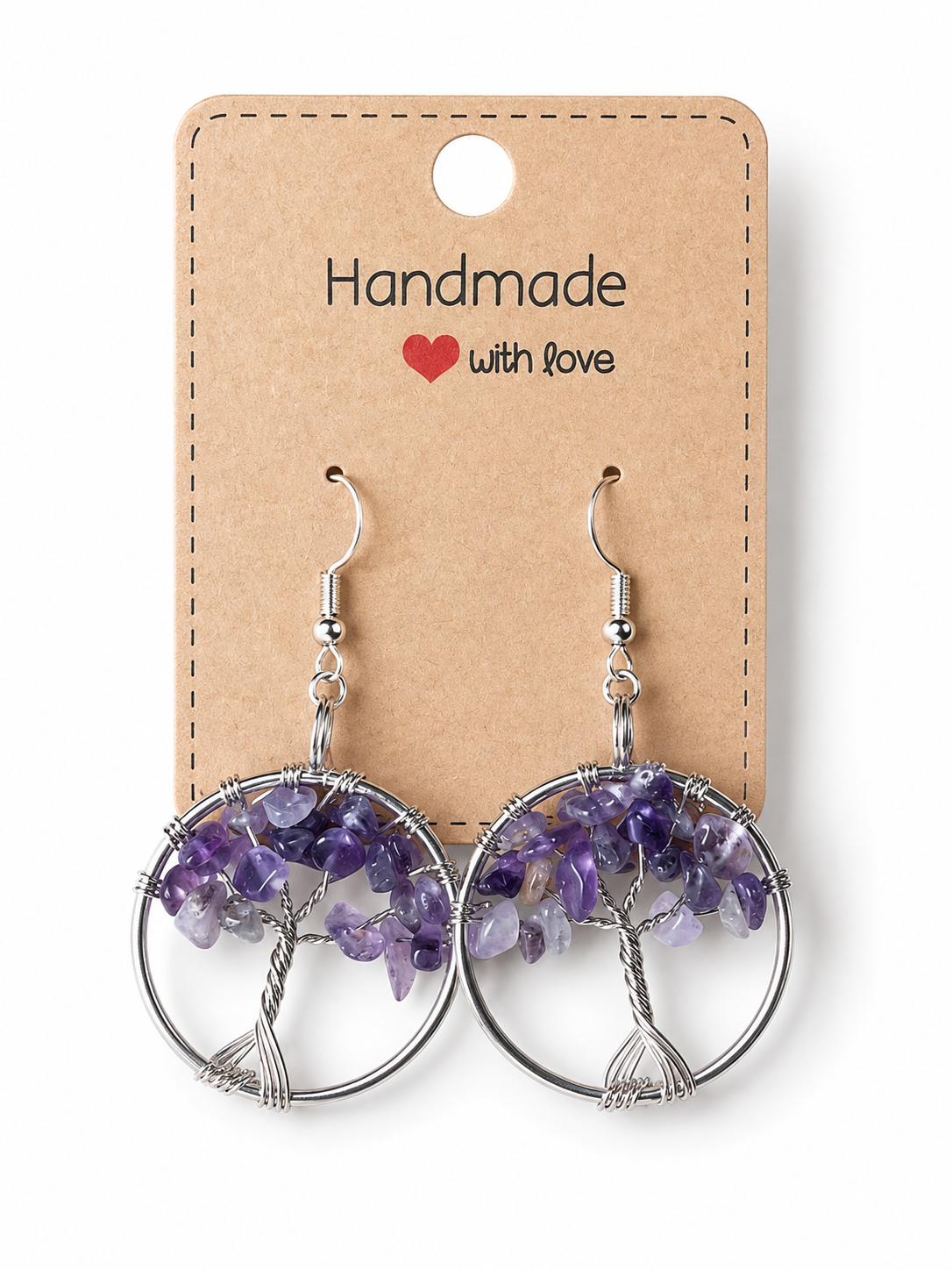 Amethyst Tree Of Life Earrings
