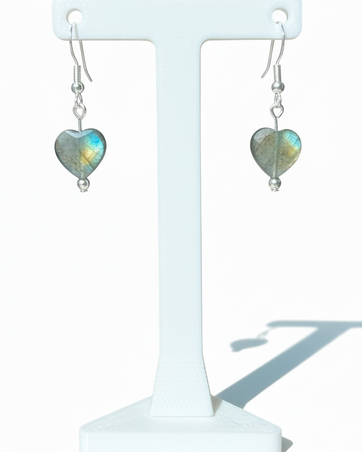 Labradorite Heart Earrings