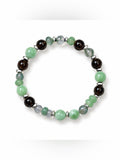 Handmade 8mm Green Moonstone and Smoky Quartz Stretch Bracelet