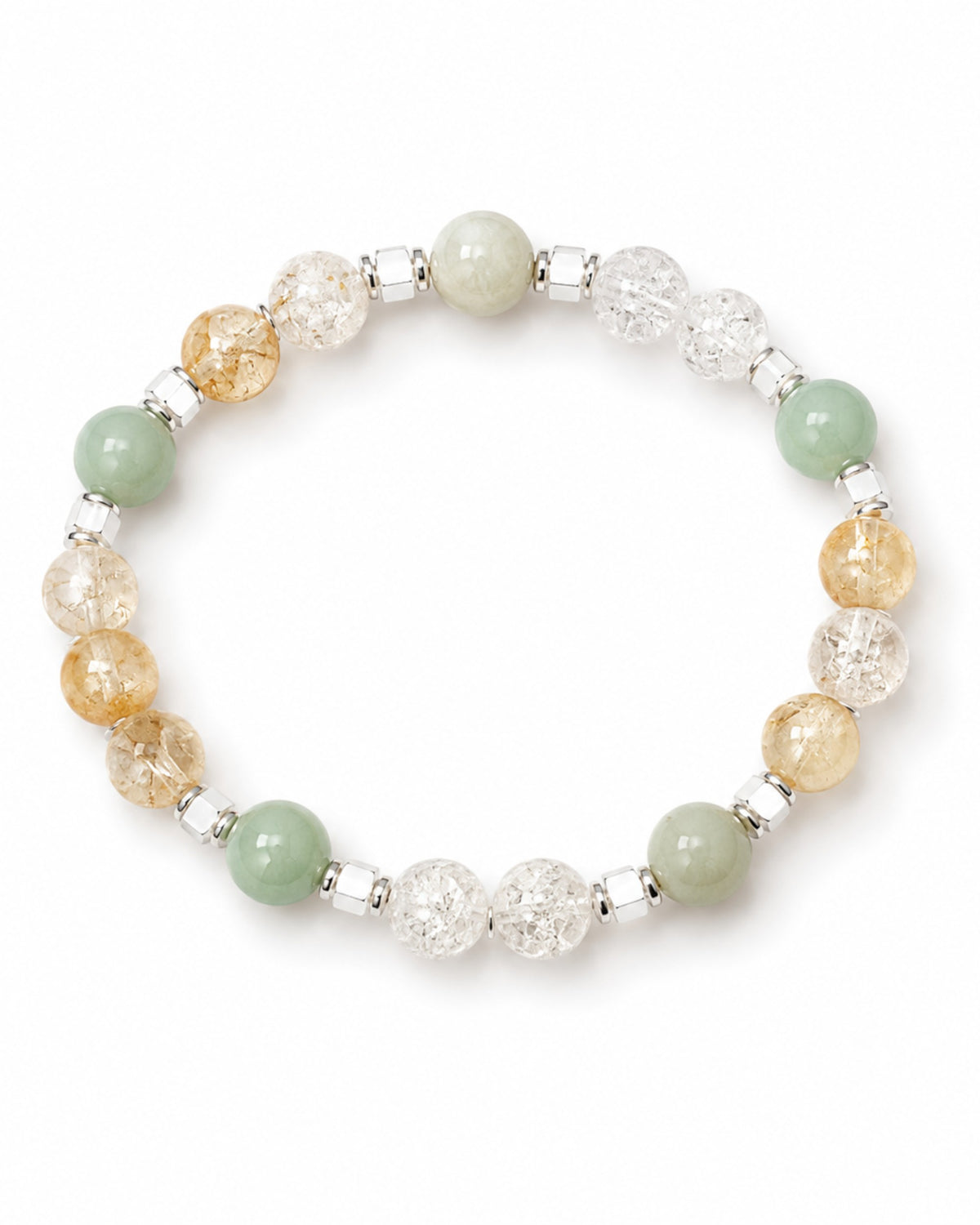 8mm Citrine, Caribbean Blue Calcite, and Clear Quartz Bracelet