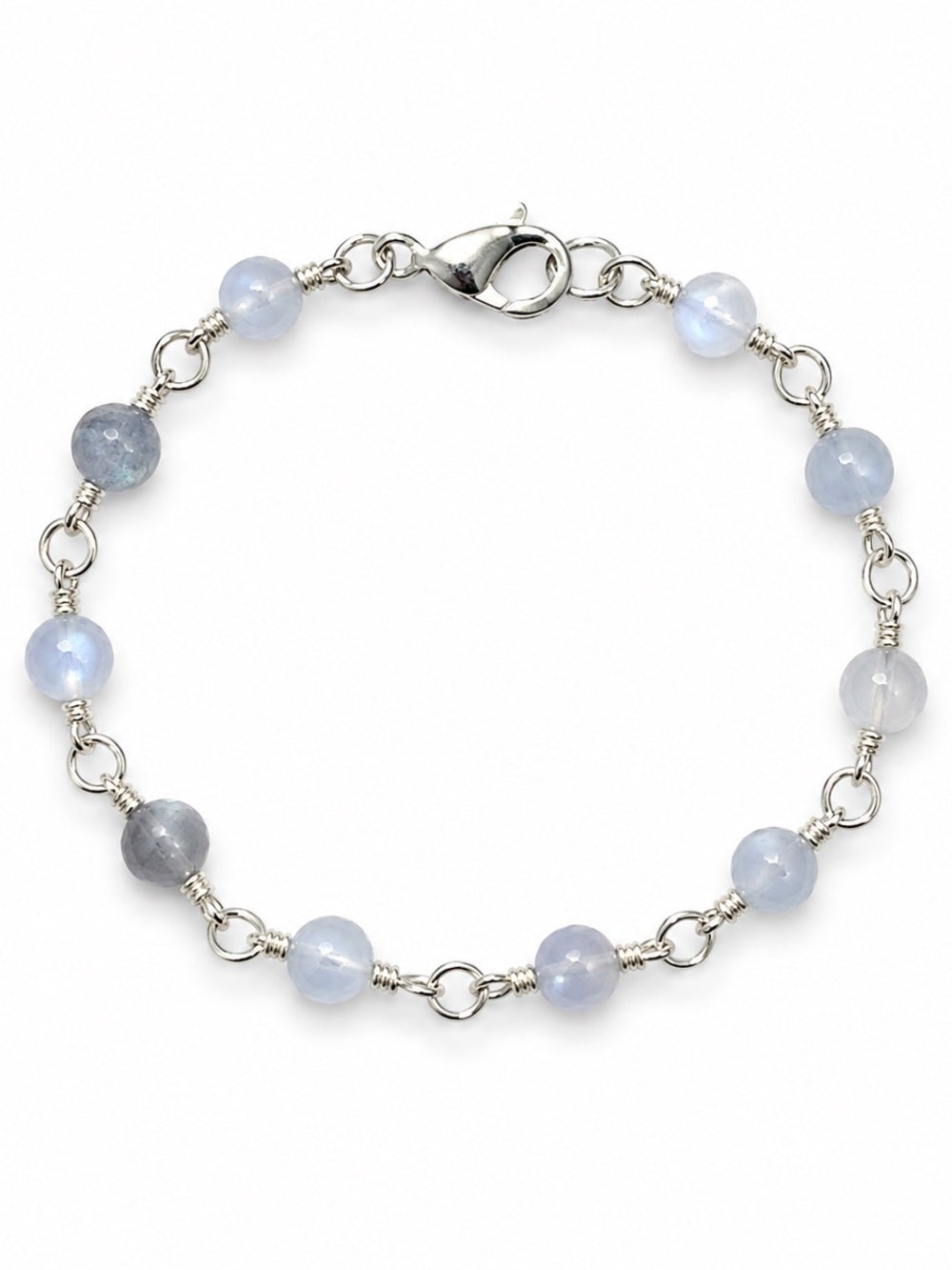Handmade Labradorite and Gray Moonstone Bracelet