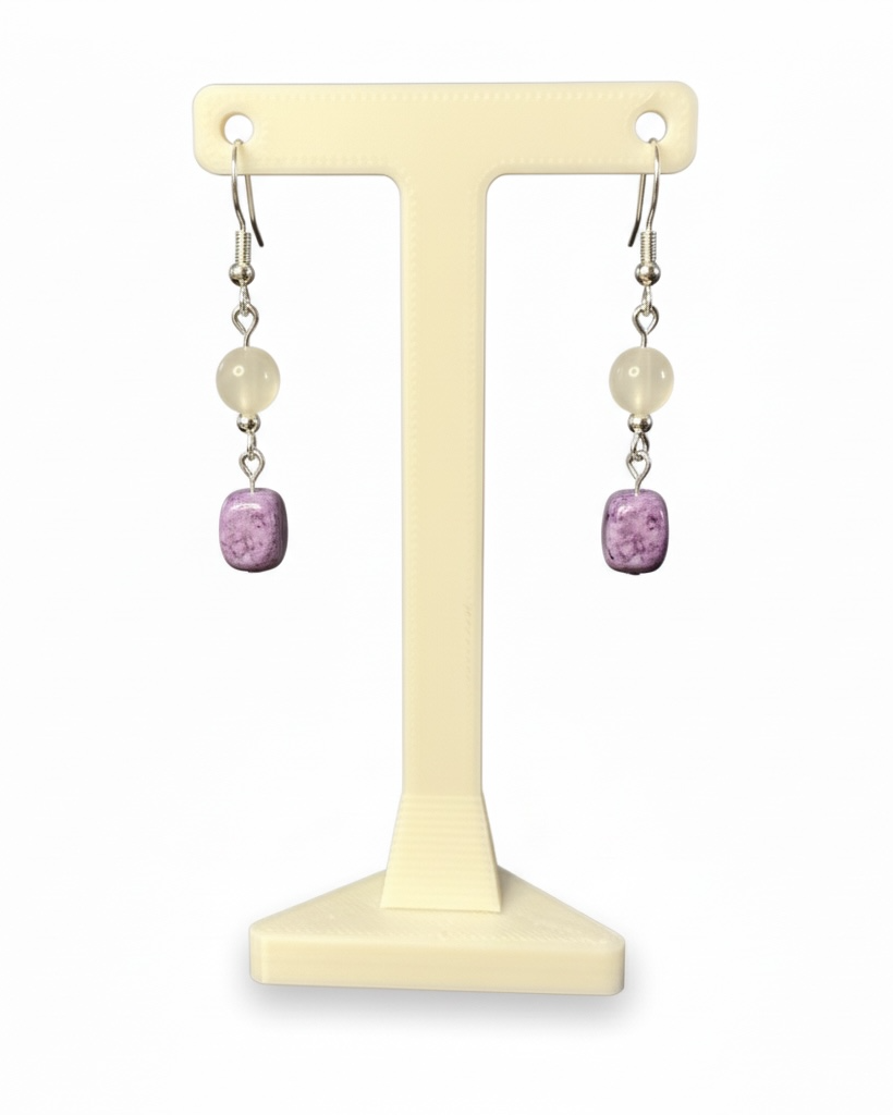 Charoite and Moonstone Earrings