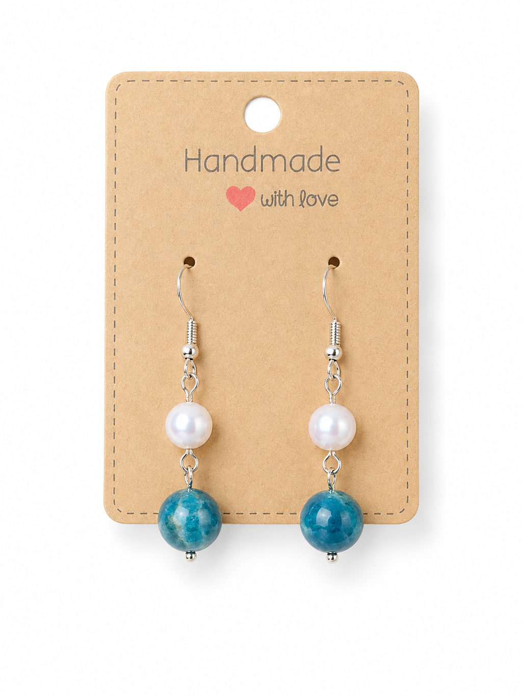 Freshwater Pearl and Blue Apatite Earrings