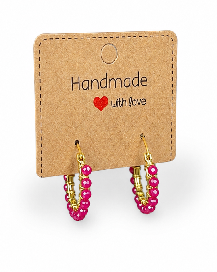 Wire Wrapped Ruby Hoops