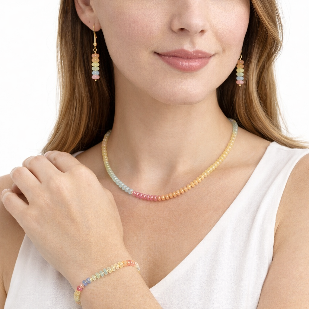 Multi-Colored Jade and Gold Hematite Bracelet