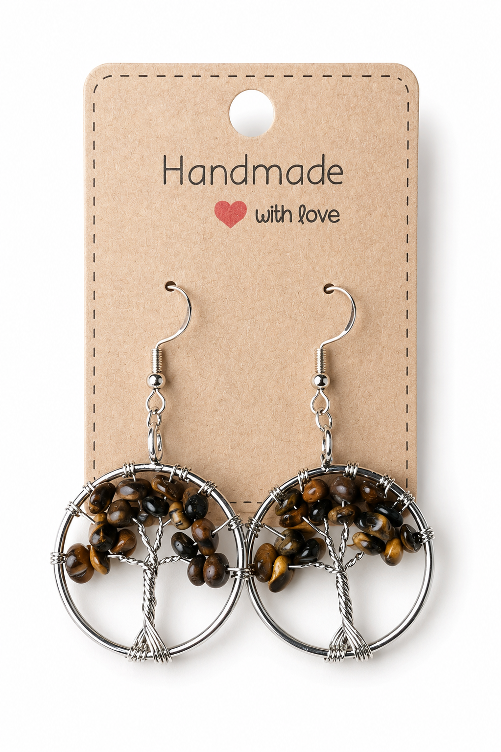 Tiger’s Eye Tree Of Life Earrings