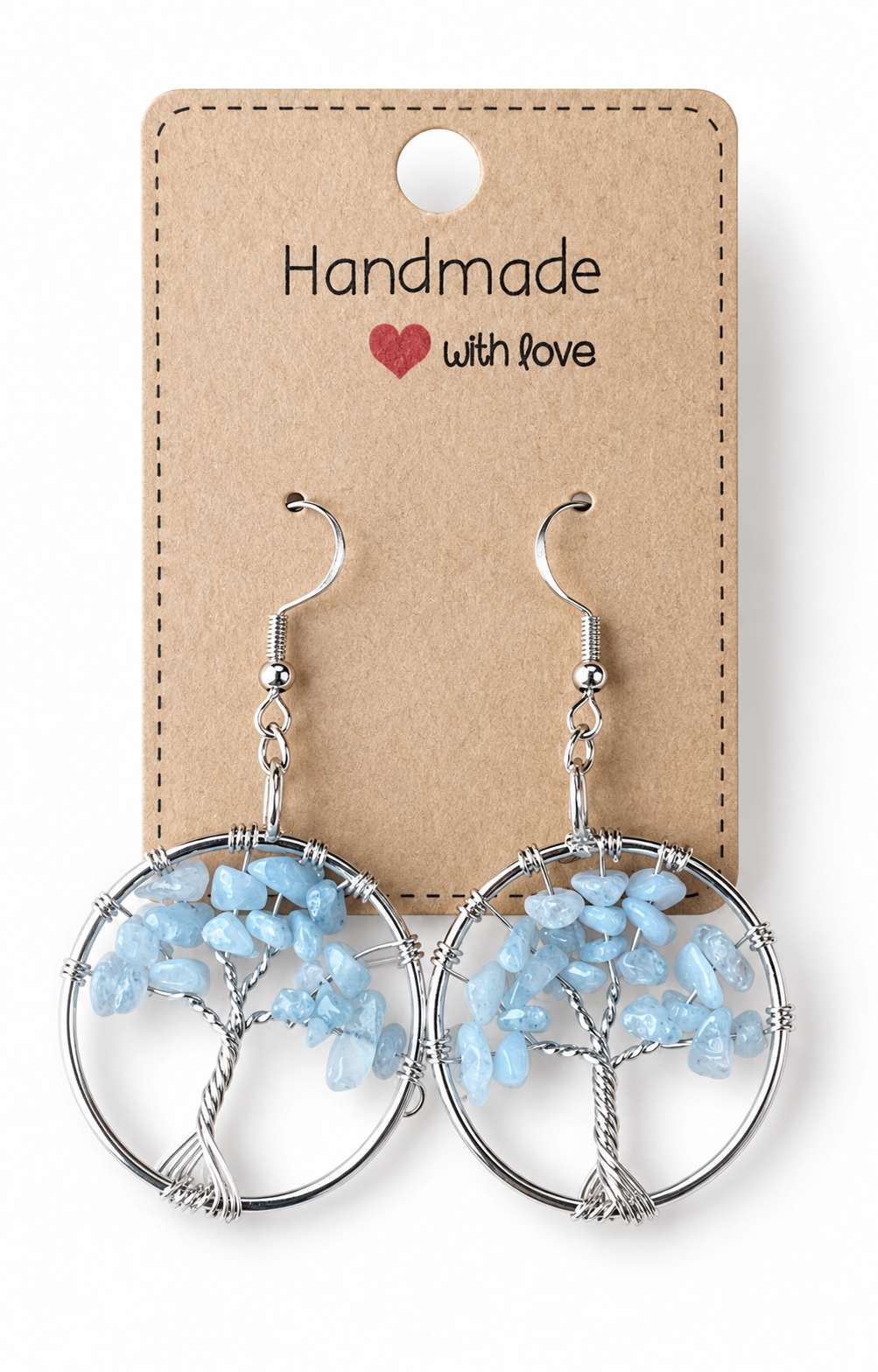 Aquamarine Tree Of Life Earrings