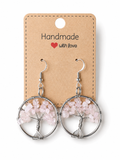 Rose Quartz Tree Of Life Earrings