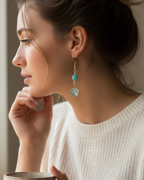 MOP Paw Print Earrings