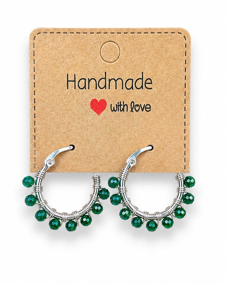 Wire Wrapped Malachite Hoops