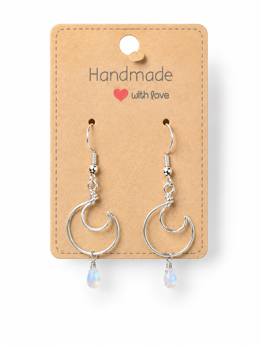 Moonstone Moon Earrings
