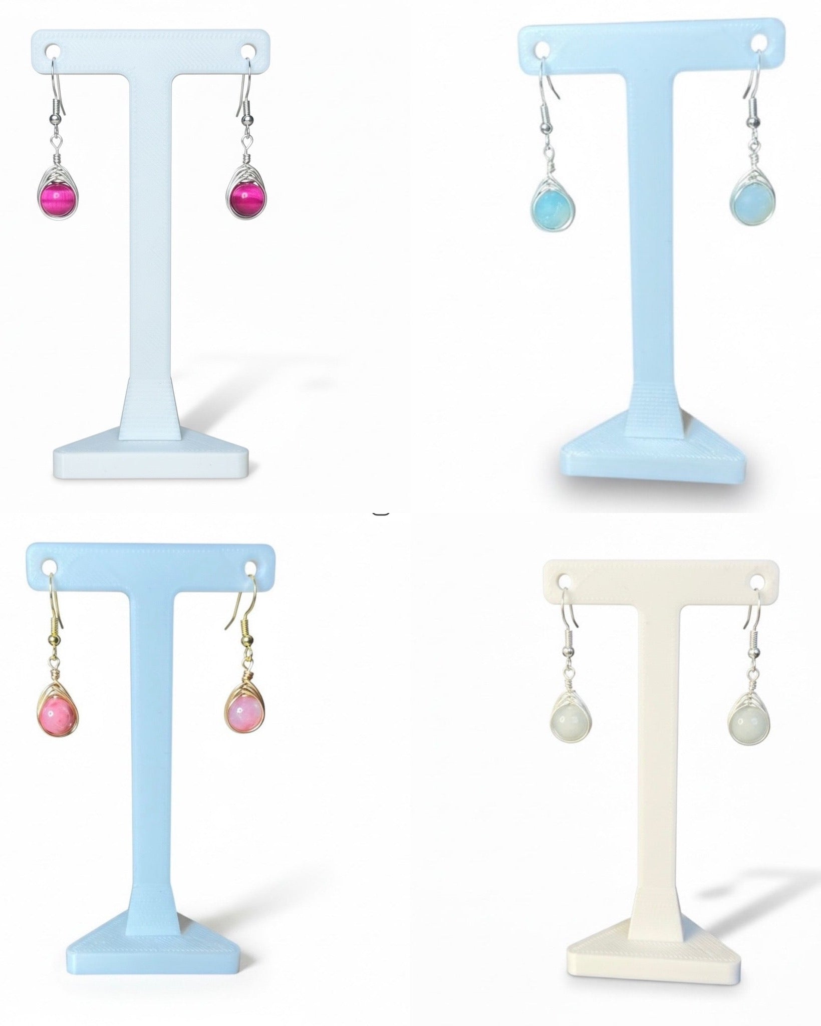 Wire Wrapped Gemstone Earrings