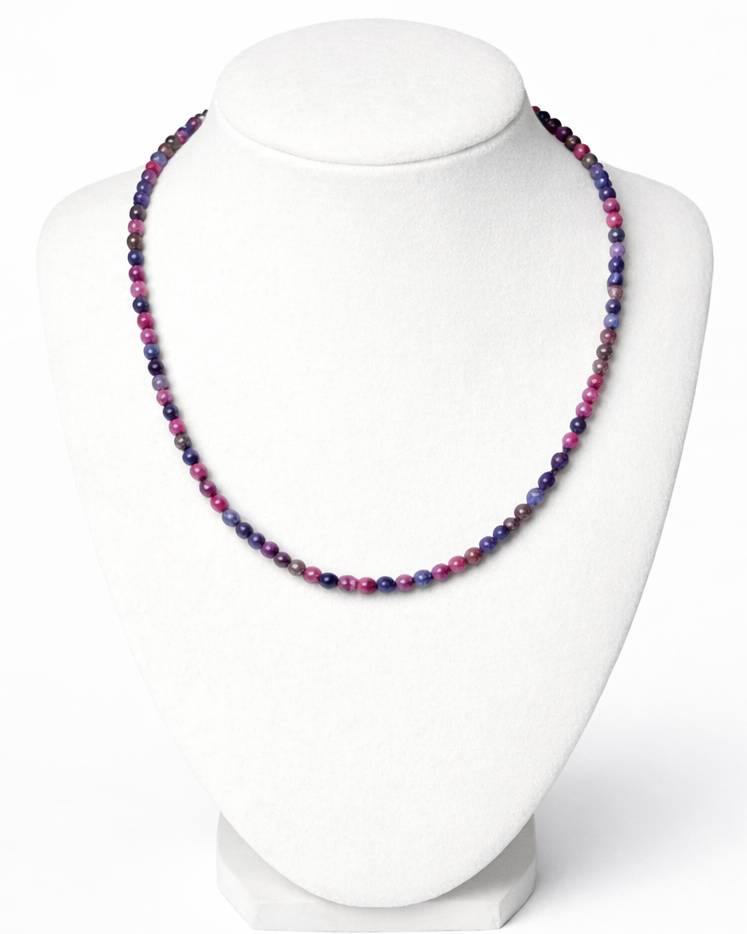 Faceted Ruby and Blue Sapphire Necklace