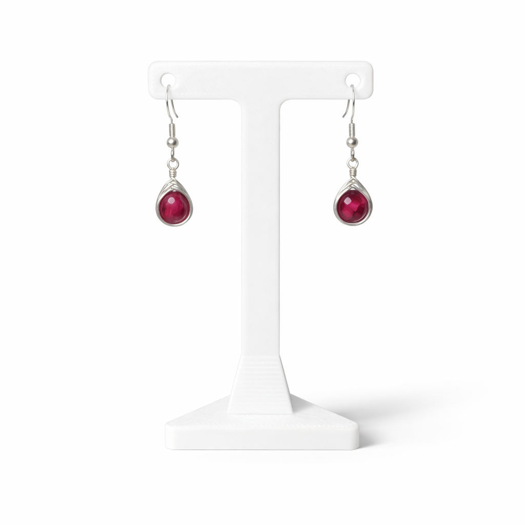 Wire Wrapped Gemstone Earrings
