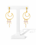 Strawberry Quartz Moon Earrings
