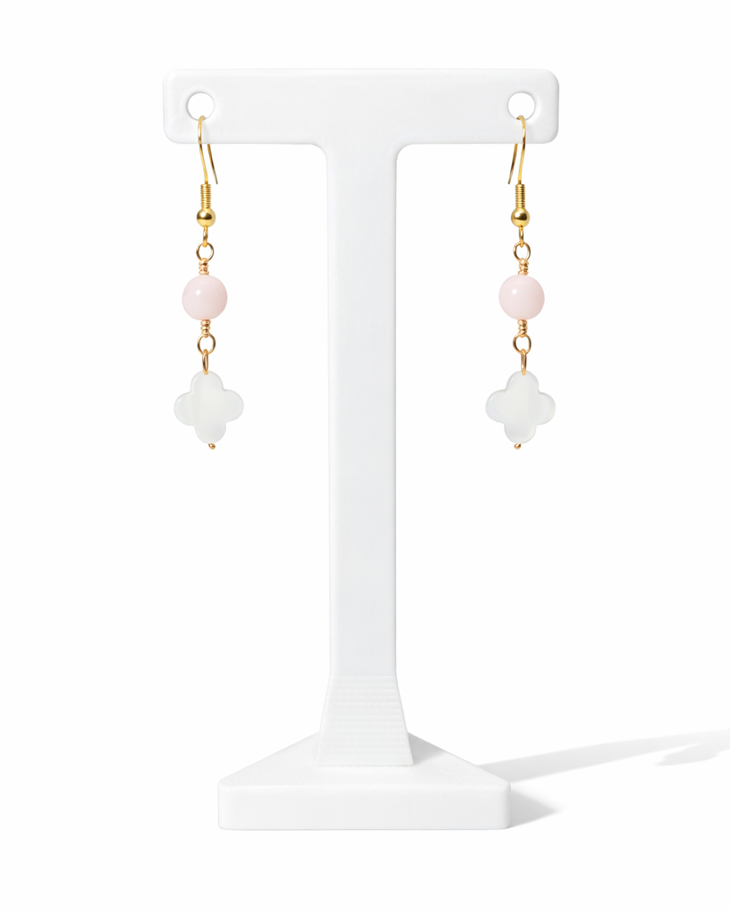 Peach Moonstone and MOP Earrings