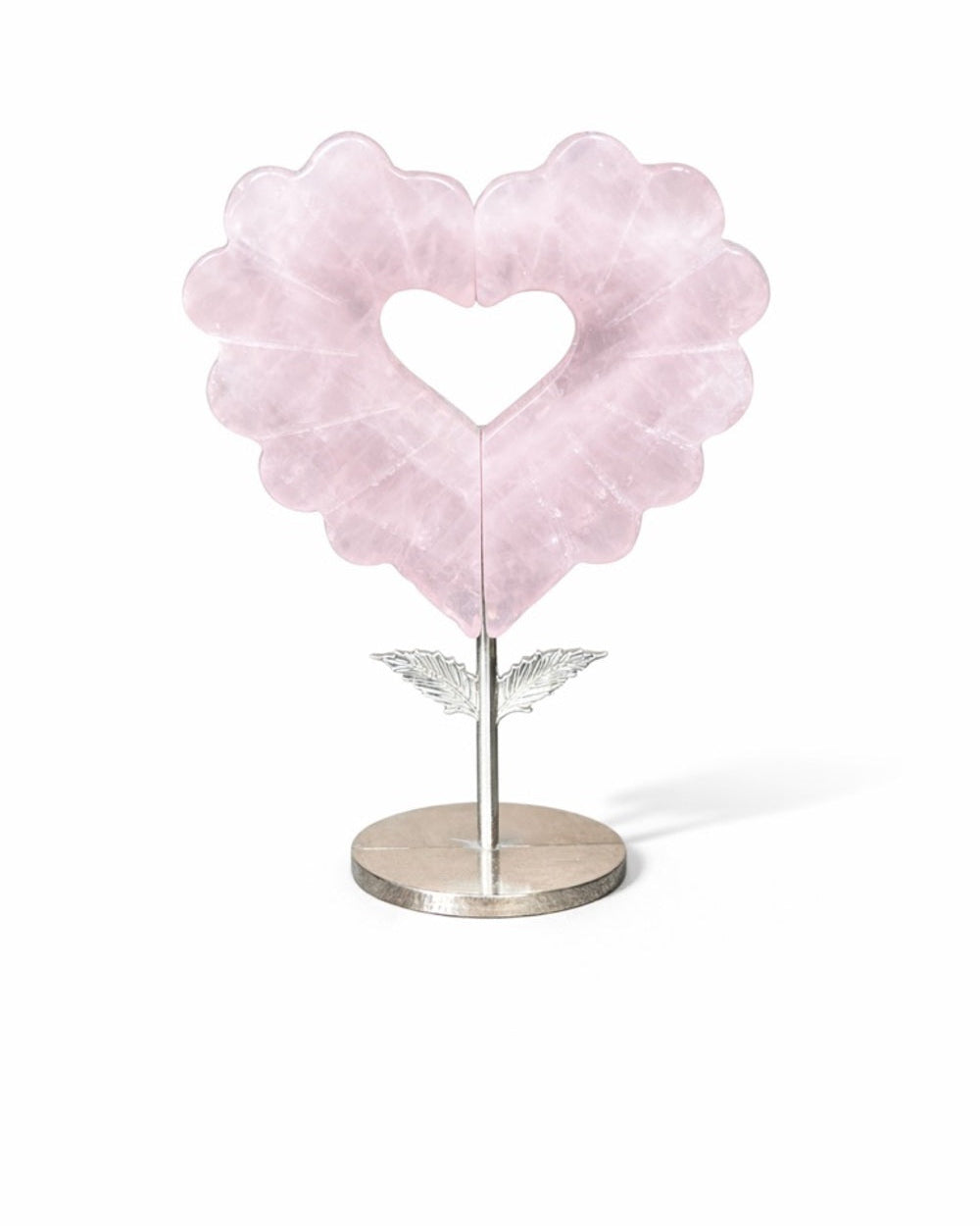 Rose Quartz Heart Carving on Stand