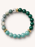 Handmade Malachite, Tree Agate, and Amazonjte Bracelet