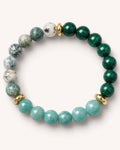 8mm Malachite, Tree Agate, and Amazonjte Bracelet