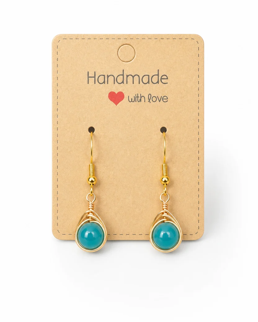 Wire Wrapped Gemstone Earrings
