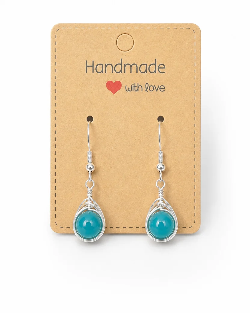 Wire Wrapped Gemstone Earrings