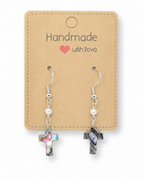 Amelia Jane Handmade Creations abalone shell and freshwater pearl cross earrings with S925 sterling silver posts