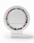 Amelia Jane Handmade Creations 7-inch Galaxy Dragon’s Vein Agate beaded bracelet with multi-colored gemstone spheres.
