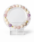 Amelia Jane Handmade Creations 7-inch beaded bracelet featuring lavender amethyst and gold hematite spheres.
