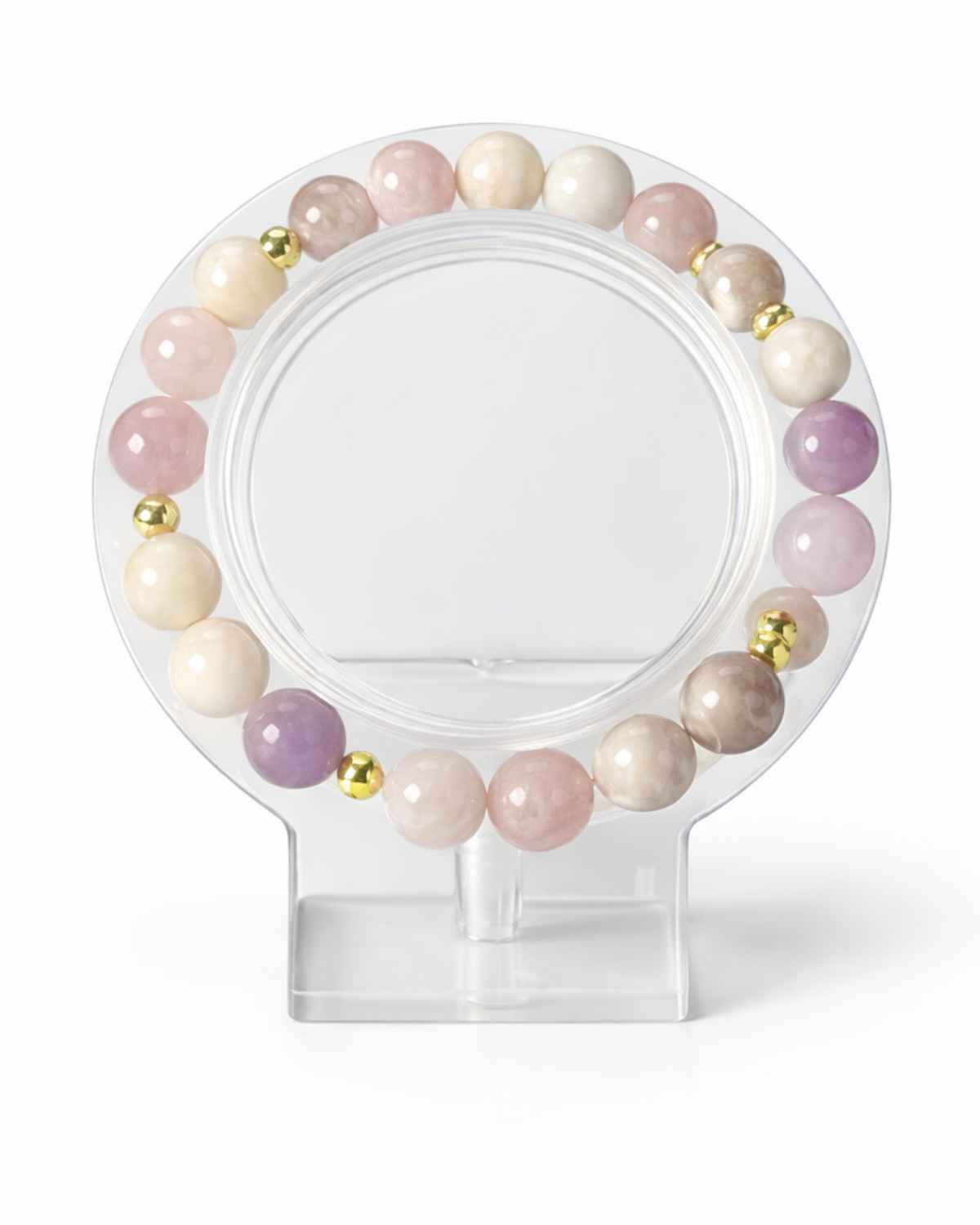 Amelia Jane Handmade Creations 7-inch beaded bracelet featuring lavender amethyst and gold hematite spheres.