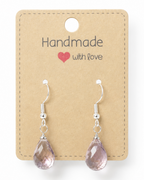 Amelia Jane Handmade Creations ametrine teardrop earrings with S925 sterling silver hooks on a display card.