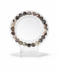 Amelia Jane Handmade Creations 7-inch Botswana agate beaded bracelet with natural grey and white banded stone beads