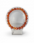 Amelia Jane Handmade Creations 7-inch carnelian beaded bracelet with smooth round orange and red gemstone beads