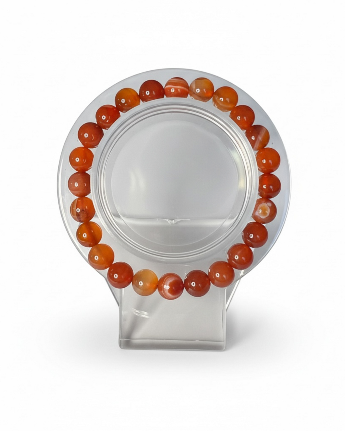 Amelia Jane Handmade Creations 7-inch carnelian beaded bracelet with smooth round orange and red gemstone beads