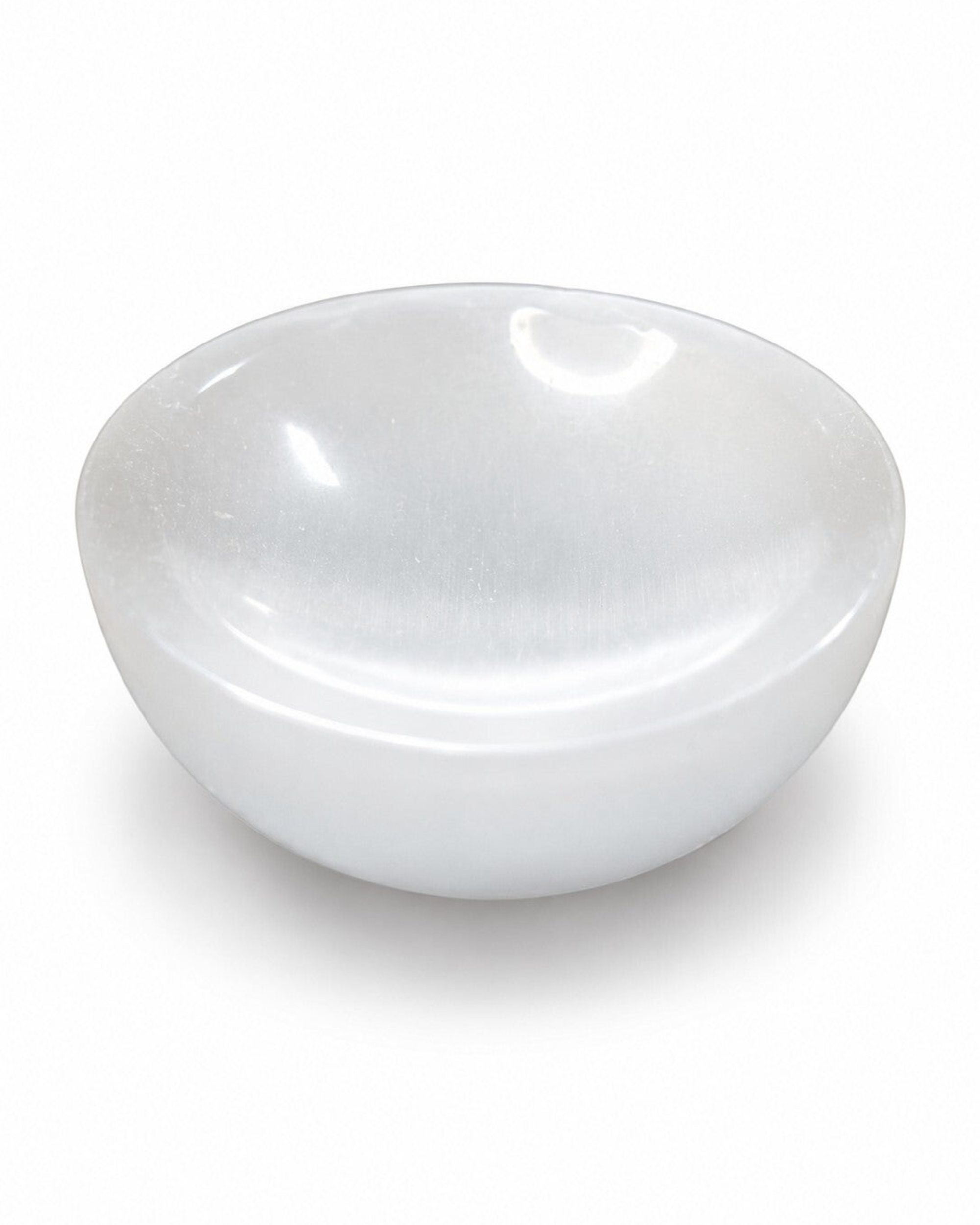 Amelia Jane Handmade Creations 2.75 inch white cat's eye crystal bowl with a polished, shimmering finish.