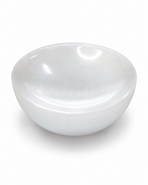 Amelia Jane Handmade Creations 2.75 inch white cat's eye crystal bowl with a polished, shimmering finish.